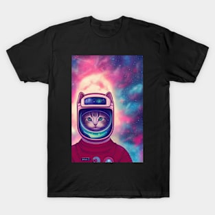 Space Cat Astronaut in Deep Space T-Shirt